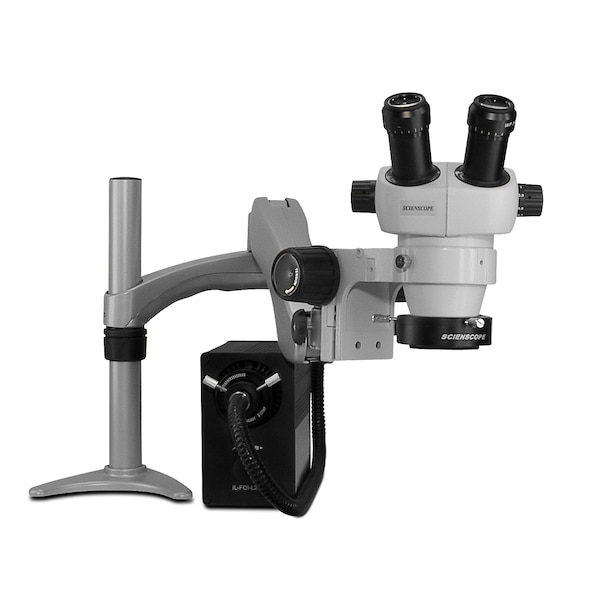 ELZ Stereo Zoom Microscope With Fiber-Optic LED On Articulating Arm